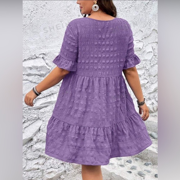 Shein lune plus size women’s solid color simple daily dress purple, size… - Picture 2 of 9